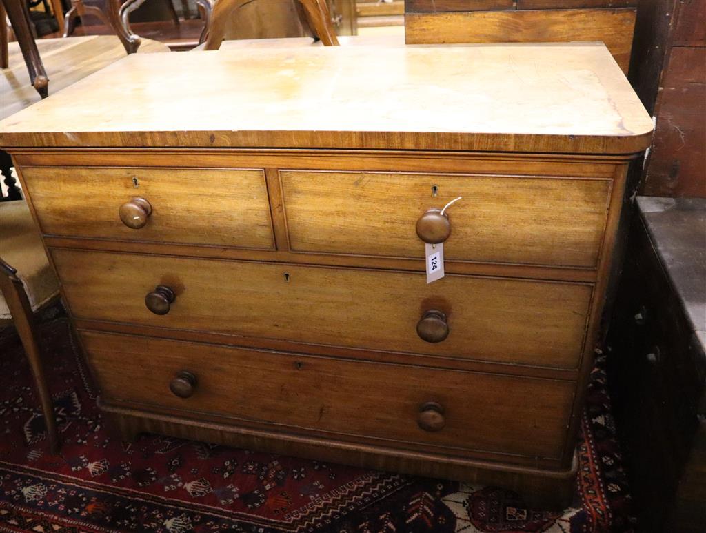 A Victorian mahogany chest, fitted two short and two long drawers, width 106cm, depth 53cm, height 77cm